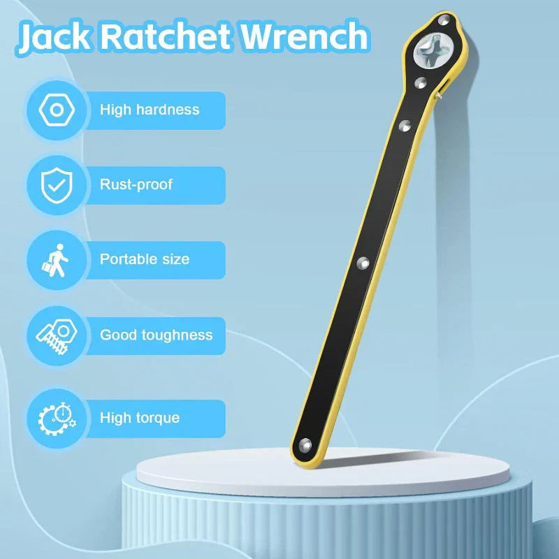 Heavy-Duty Scissor Jack Ratchet Wrench – 360° Rotating Tire Lift Tool with Cross Adapter Kit Secondary image