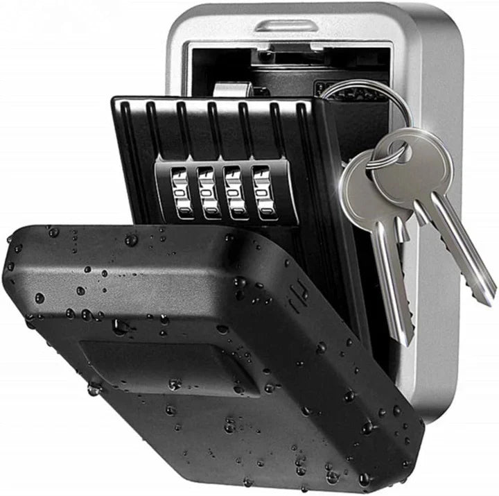 Outdoor Rustproof/Waterproof Wall-Mounted Key Safe Box - 4-Digit Combination Lock Key Holder with Waterproof Case Main image