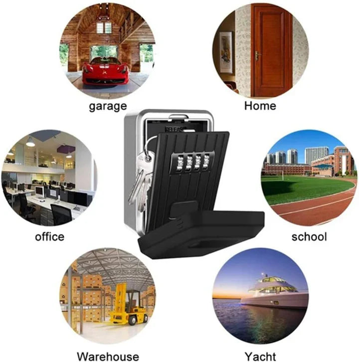 Outdoor Rustproof/Waterproof Wall-Mounted Key Safe Box - 4-Digit Combination Lock Key Holder with Waterproof Case Secondary image