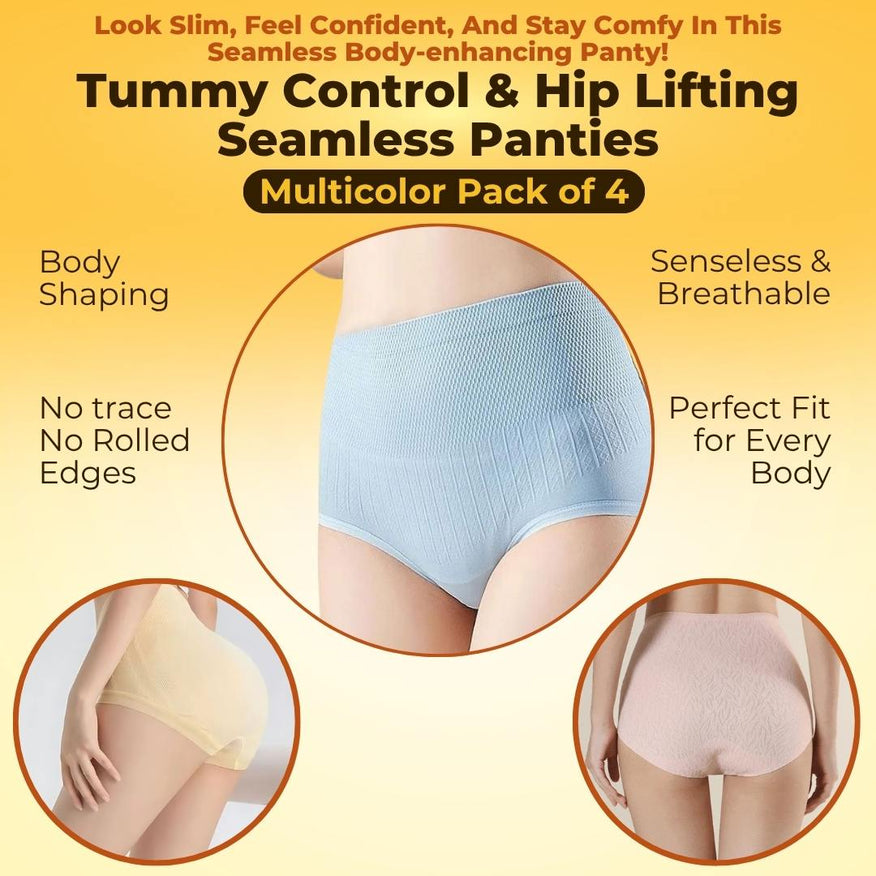 Ultrasoft Tummy Control & Hip Lifting Seamless Underwear For Women - Multicolor [ Pack Of 4 ] Main image